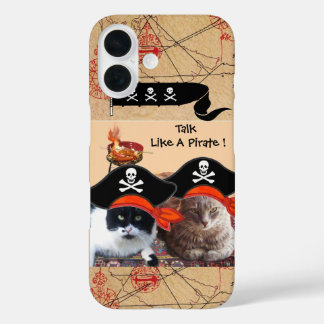 PIRATE CATS ANTIQUE PIRATES TREASURE MAPS AND FLAG iPhone 16 CASE