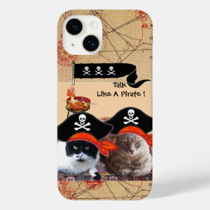 PIRATE CATS ANTIQUE PIRATES TREASURE MAPS AND FLAG Case-Mate iPhone 14 CASE