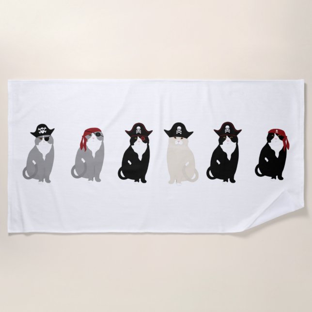 Pirate Cats Beach Towel (Front)