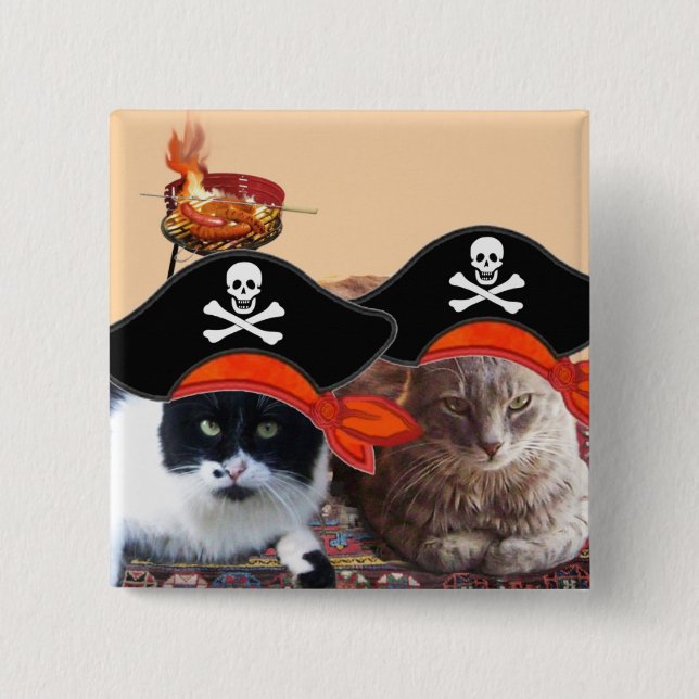 PIRATE CATS ,Talk like a Pirate Day 15 Cm Square Badge (Front)