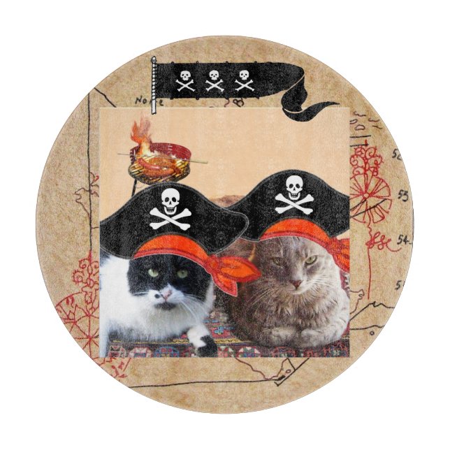 PIRATE CATS ,Talk like a Pirate Day  Cutting Board (Front)