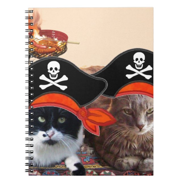 PIRATE CATS ,Talk like a Pirate Day Spiral Notebook (Front)