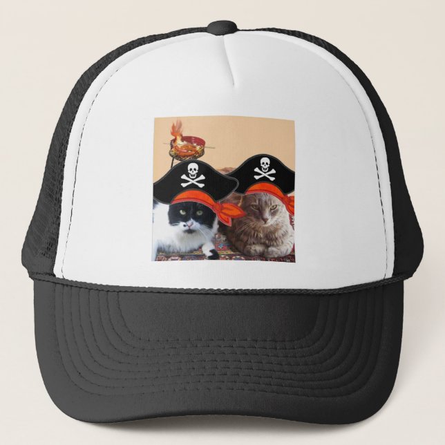 PIRATE CATS ,Talk like a Pirate Day Trucker Hat (Front)