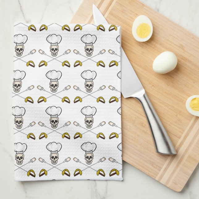 Pirate Chef Crossed Marshmallow Forks Towel (Quarter Fold)