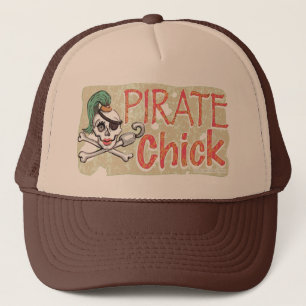 Pirate Chick Skull by Mudge Studios Trucker Hat