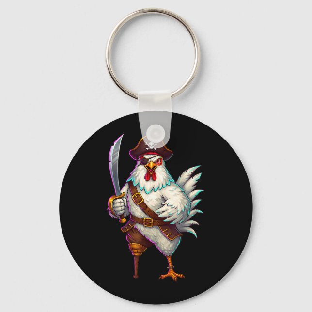 Pirate Chicken Funny Halloween Costume for Men Key Ring (Front)