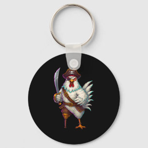 Pirate Chicken Funny Halloween Costume For Men Wom Key Ring