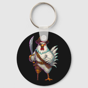 Pirate Chicken Funny Halloween Costume For Men Wom Key Ring