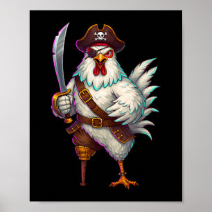 Pirate Chicken Funny Halloween Costume For Men Wom Poster