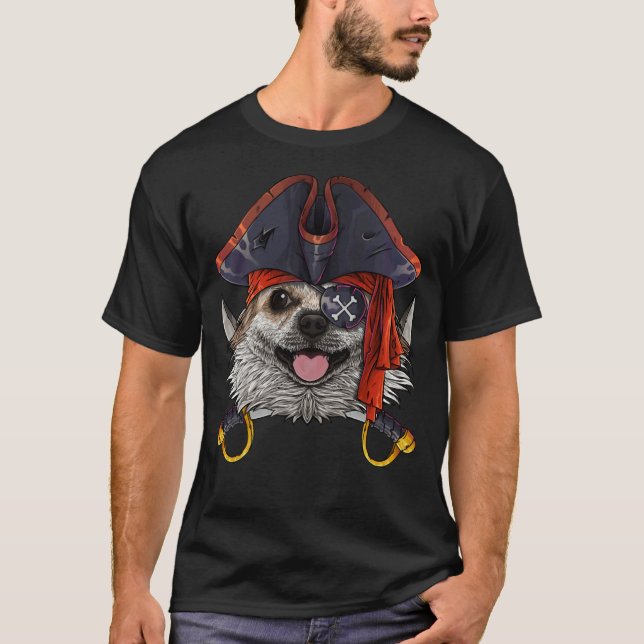 Pirate Chihuahua Jolly Roger Halloween Costume T-Shirt (Front)