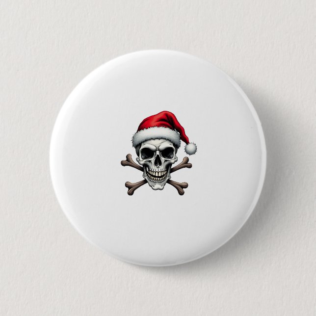 Pirate Christmas Skull & Crossbones Santa Hat. Got 6 Cm Round Badge (Front)
