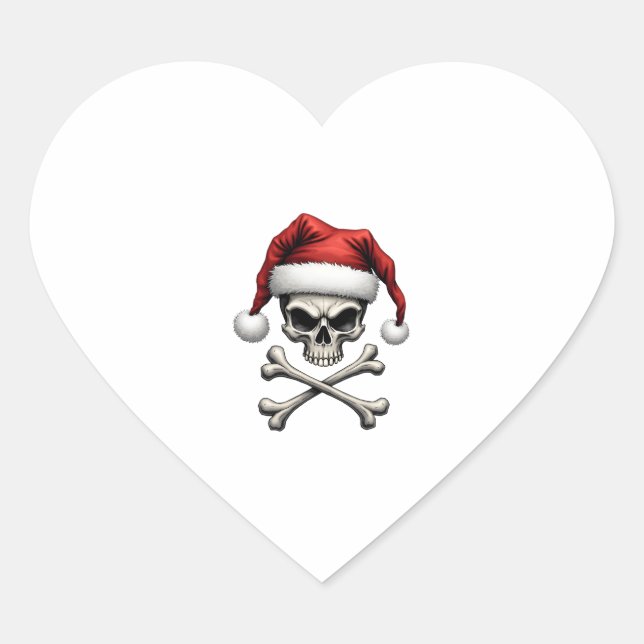 Pirate Christmas Skull & Crossbones Santa Hat. Got Heart Sticker (Front)
