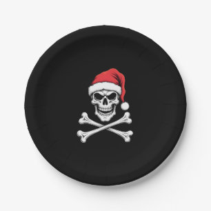 Pirate Christmas Skull & Crossbones Santa Hat. Got Paper Plate