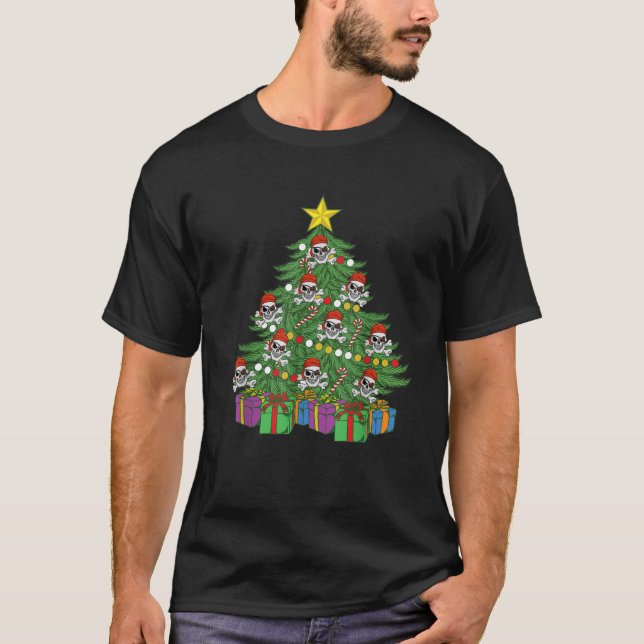 Pirate Christmas Tree Skull Crossbones Ornaments P T-Shirt (Front)