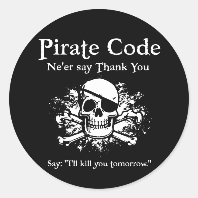Pirate Code: Thank You Classic Round Sticker (Front)