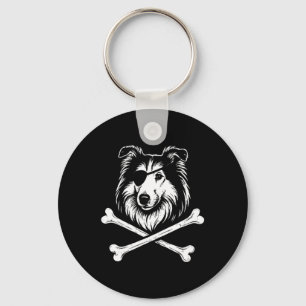 Pirate Collie Crossbones Cute Dog Key Ring