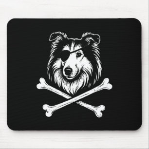 Pirate Collie Crossbones Cute Dog Mouse Pad