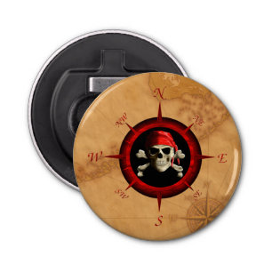 Pirate Compass Rose And Map Bottle Opener