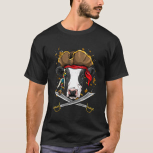 Pirate Cow Jolly Roger Halloween Costume Christmas T-Shirt