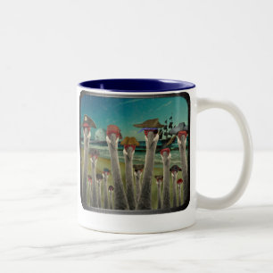 Pirate Cranes_Twilight Beach Two-Tone Coffee Mug