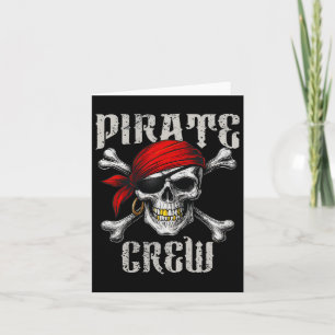 Pirate Crew Jolly Roger Flag And Skull Crossbones  Card