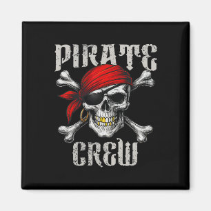 Pirate Crew Jolly Roger Flag And Skull Crossbones  Magnet