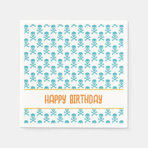 Pirate Crossbones Happy Birthday Kids Colourful Fu Napkin