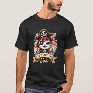 Pirate Cute Cat Kitten Eye Patch Caribbean T-Shirt
