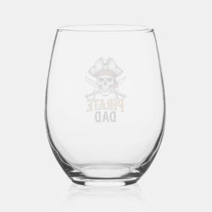Pirate Dad Skull Sword Vintage Engraving Shirt_1 Stemless Wine Glass