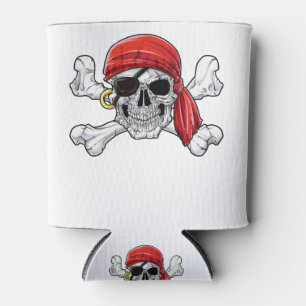 Pirate Dad T shirt Jolly Roger Skull & Crossbones Can Cooler