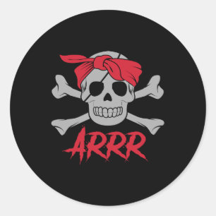 Pirate Dead Skull Wih Eye Patch Halloween Classic Round Sticker