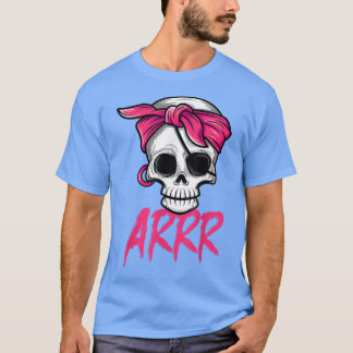 Pirate Dead With Eye Patch Pink Bandanna Halloween T-Shirt
