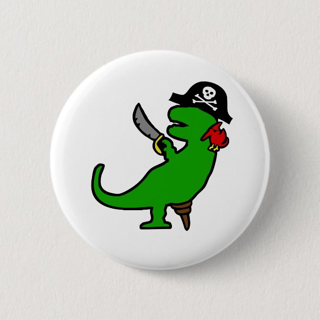 Pirate Dinosaur 6 Cm Round Badge (Front)