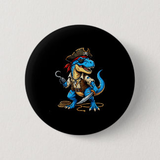 Pirate dinosaur t rex boys girls kids funny 6 cm round badge