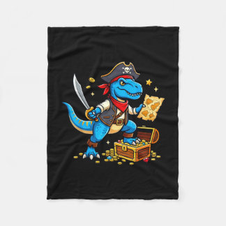 Pirate dinosaur t rex boys girls kids funny fleece blanket