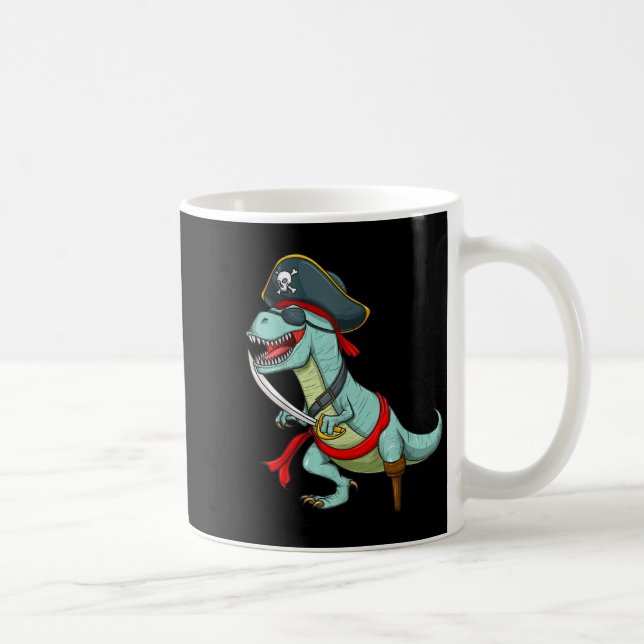 Pirate Dinosaur T Rex Funny Tyrannosaurus Hallowee Coffee Mug (Right)