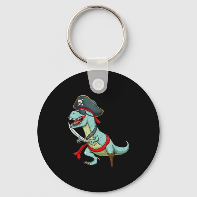 Pirate Dinosaur T Rex Funny Tyrannosaurus Hallowee Key Ring (Front)