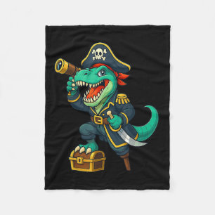 Pirate Dinosaur T Rex Red Bandanna Funny Halloween Fleece Blanket