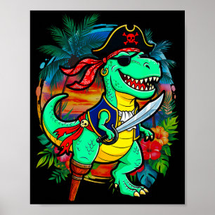 Pirate dinosaur toddler boy funny kids costume poster