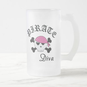 Pirate Diva Frosted Glass Beer Mug