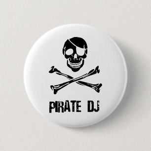 Pirate DJ 6 Cm Round Badge