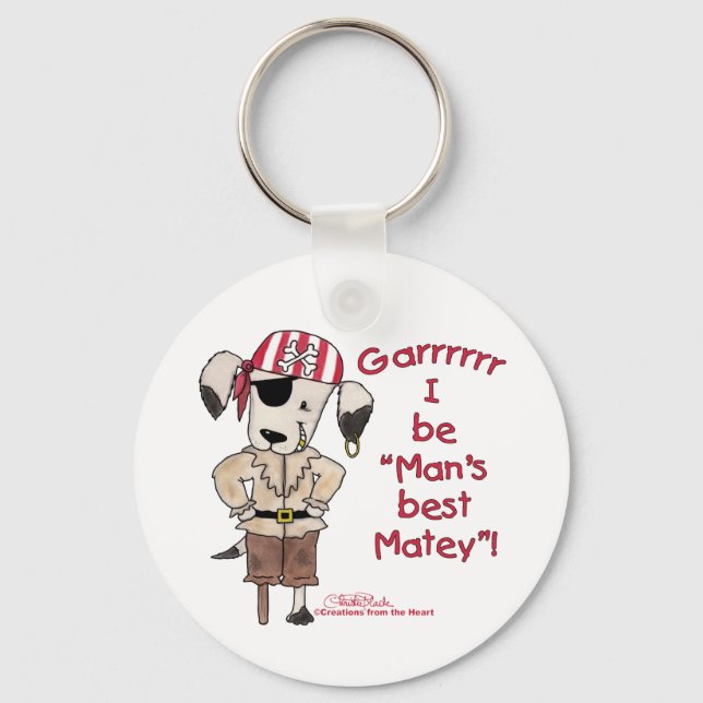 Pirate Dog "Mans Best Matey!" Key Ring (Front)