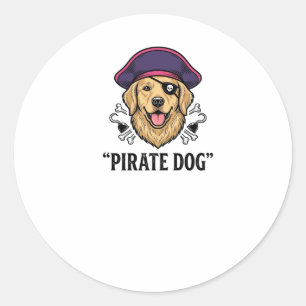 Pirate Dog Vintage Engraving Shirt Design_1 Classic Round Sticker