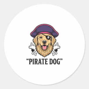 Pirate Dog Vintage Engraving Shirt Design_1 Classic Round Sticker