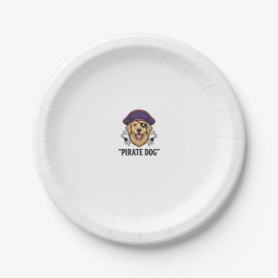 Pirate Dog Vintage Engraving Shirt Design_1 Paper Plate