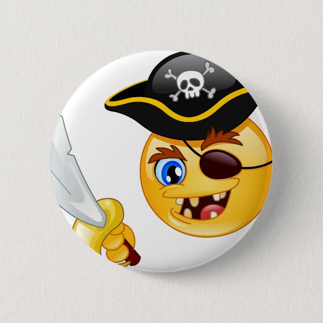 pirate emoji 6 cm round badge (Front)