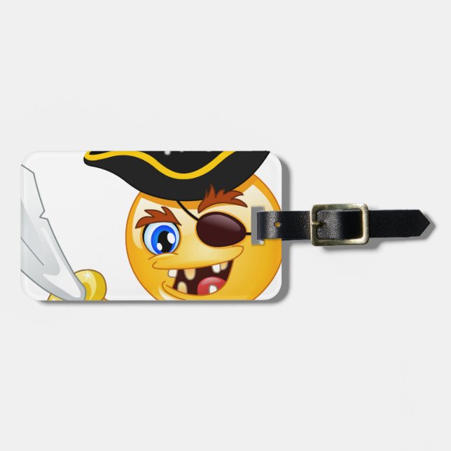 pirate emoji luggage tag (Front Horizontal)