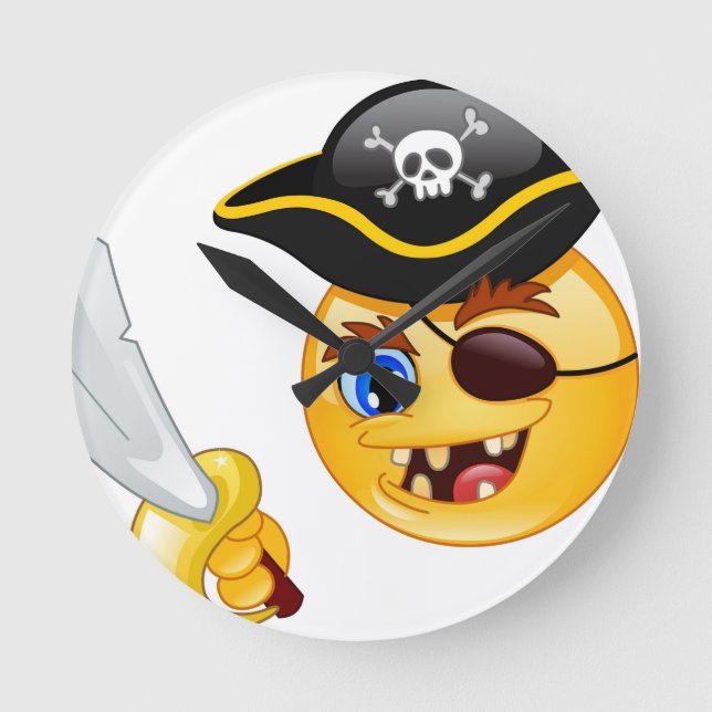 pirate emoji round clock (Front)