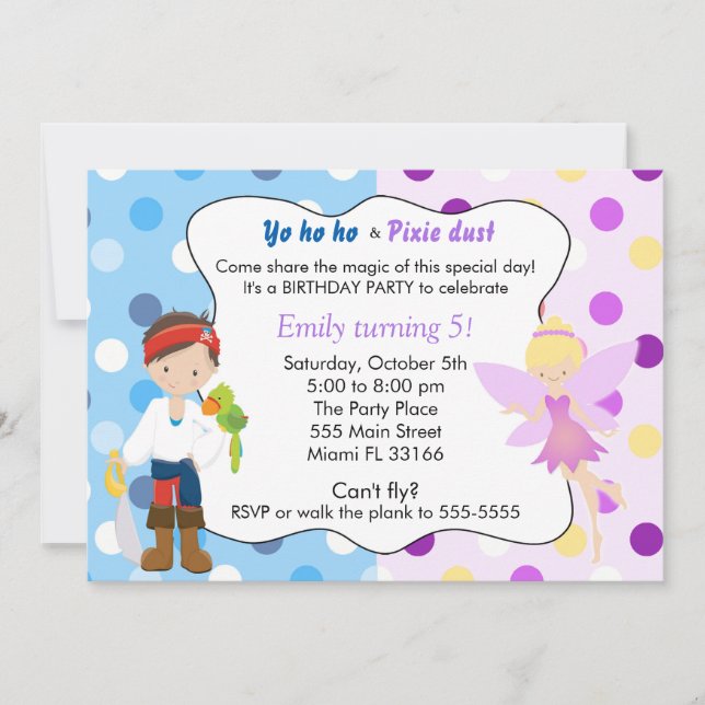 Pirate Fairy Birthday Invitation (Front)