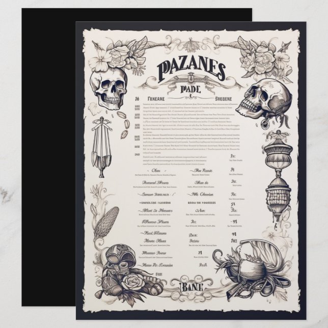 Pirate Fantasy Menu (Front/Back)